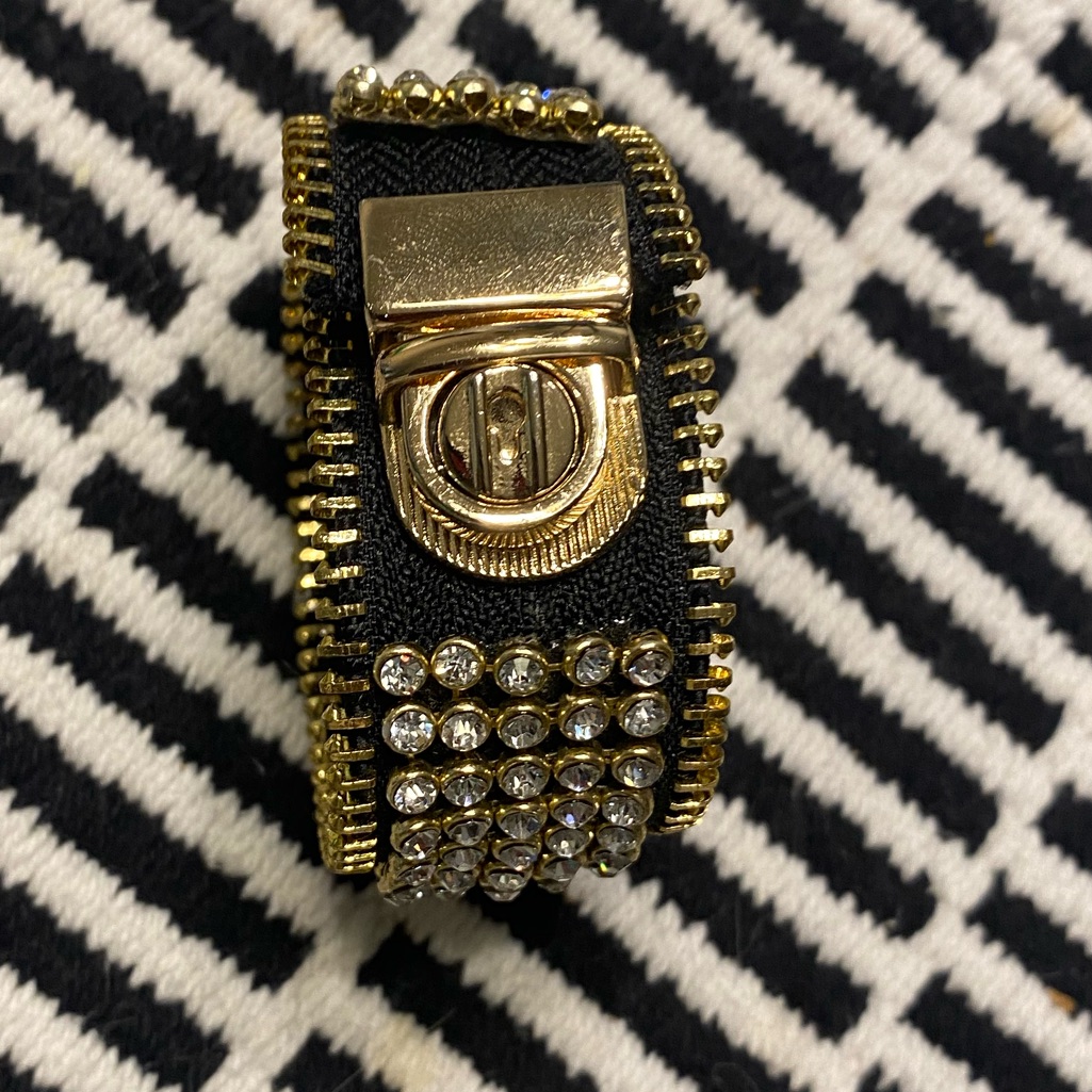 Womens Black And Gold Gemstone Bracelet